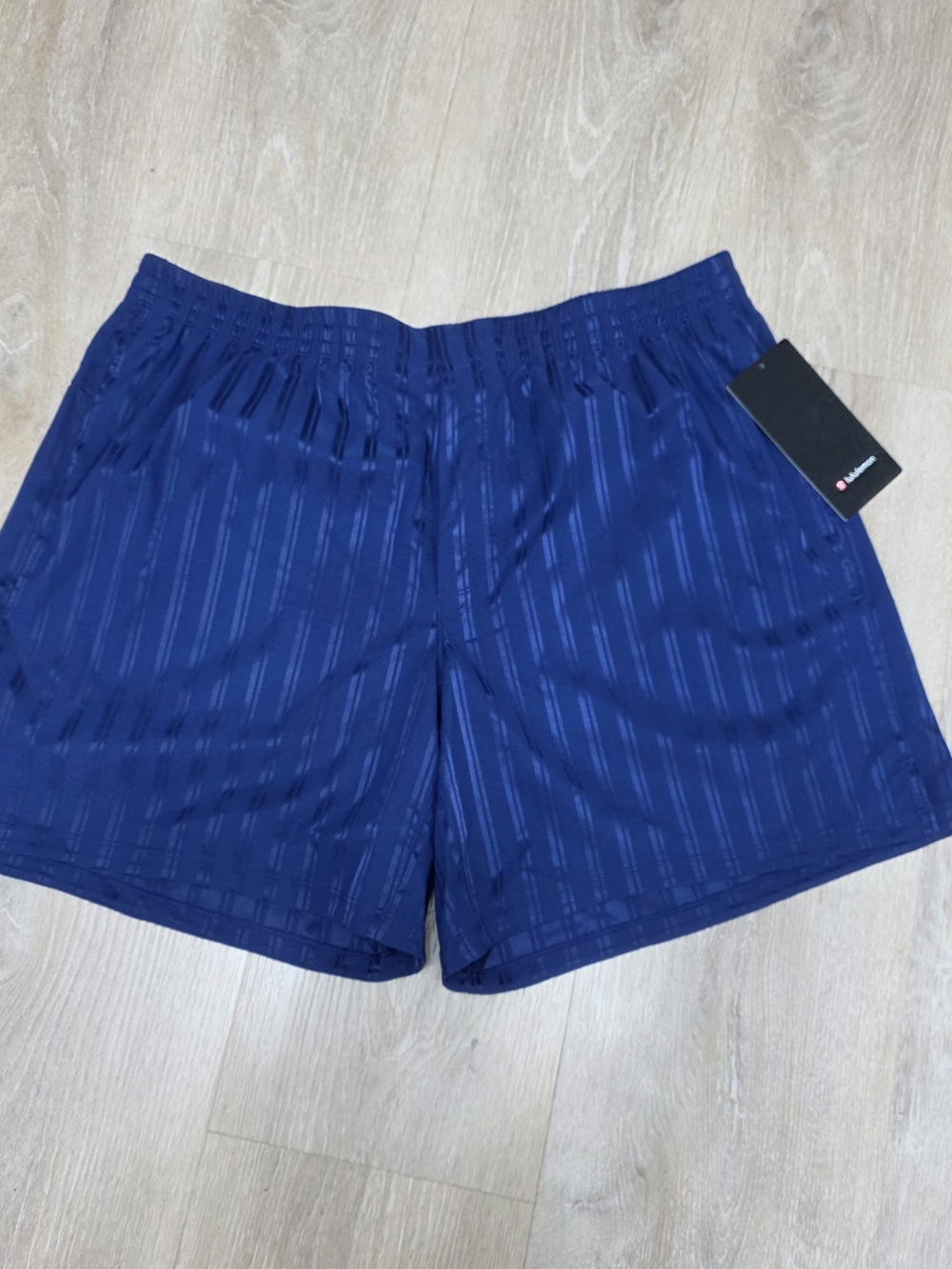 lululemon athletica Men's Navy Vertical-Stripe Athletic Shorts